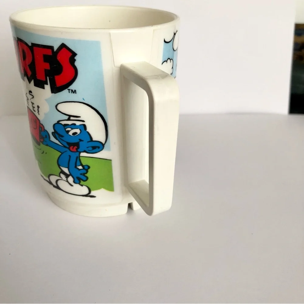 Smurfs Plastic cup mug Smurfette Snorkel Smurf cartoon 80's vintage USA - Picture 7 of 8